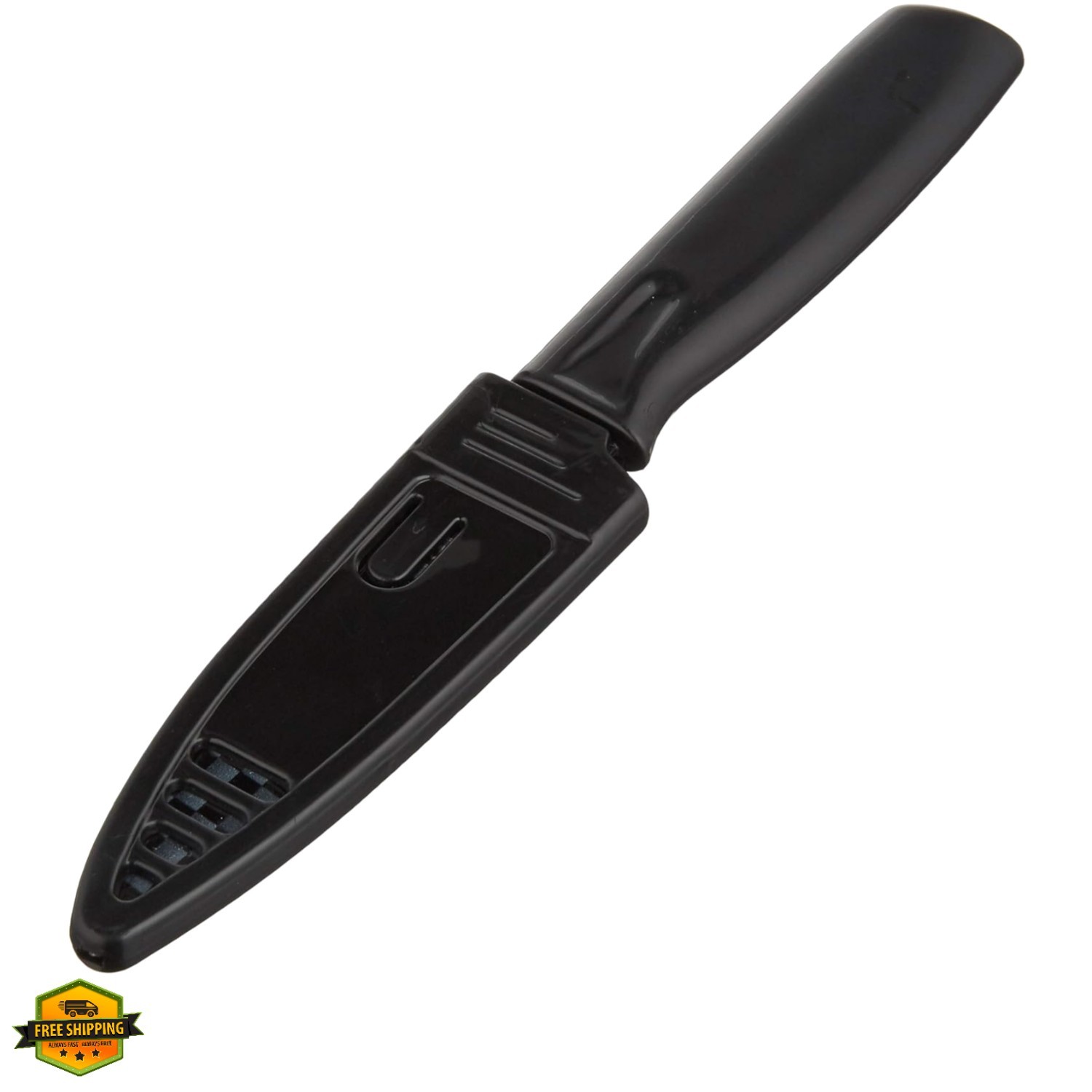 Non-Stick Paring Knife with ABS Sheath, 4 Inch, Black, 1 Pack