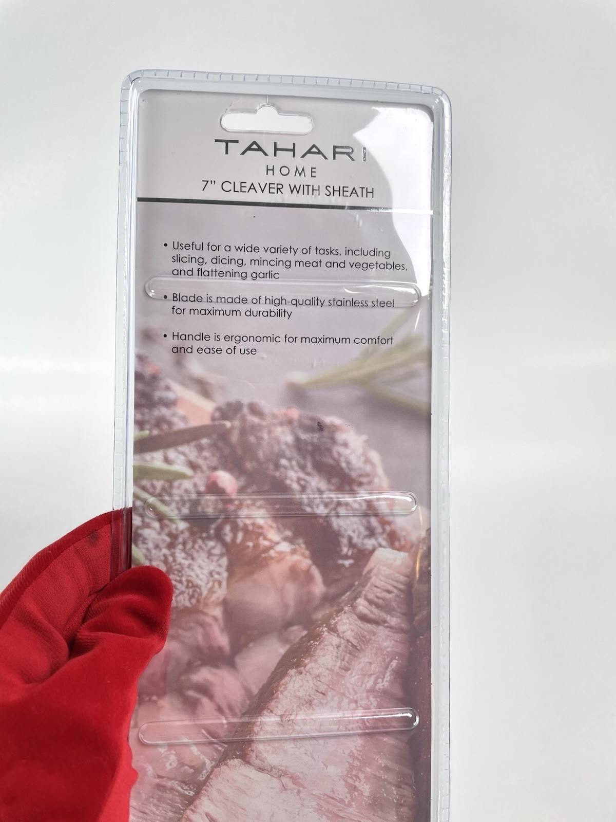 TAHARI 7”Gold Plted Stainless CleaverKnifeW/ Protective Sheaths Ergonomic Handle