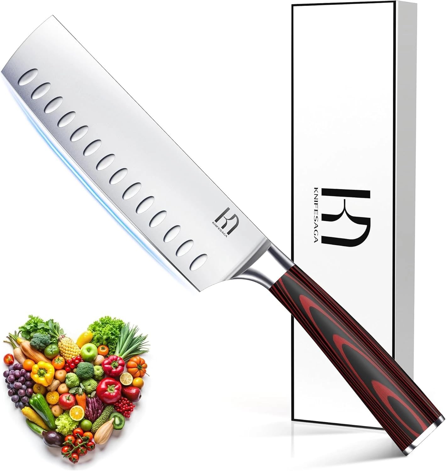 KnifeSaga Japanese Nakiri Chef Knife 7 Inch, Razor Sharp, Professional | Innovat
