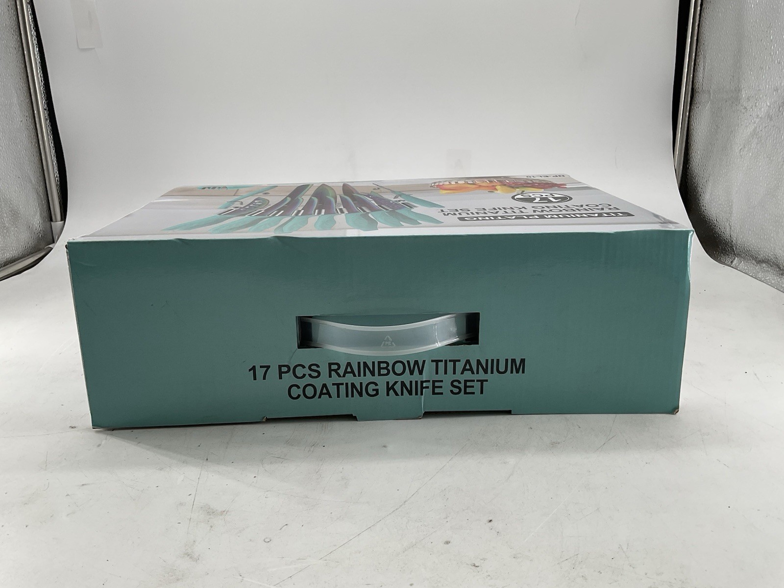 Rainbow Titanium, 17 Piece Kitchen Knives set with Acrylic Stand, Rainbow (A365)