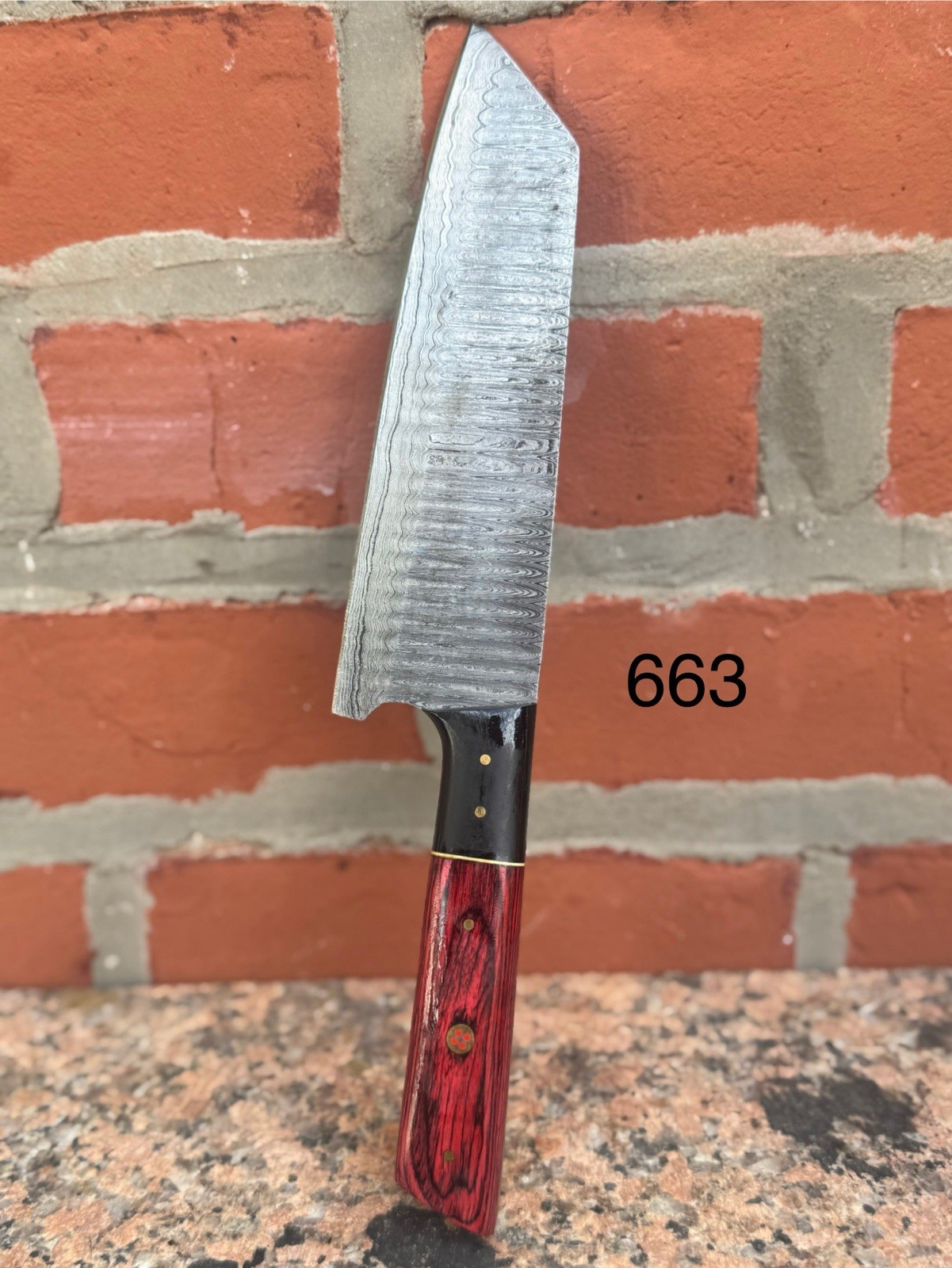 Custom Damascus Steel Fixed Blade Knife Chef Kitchen Knife Chopping Knife Black