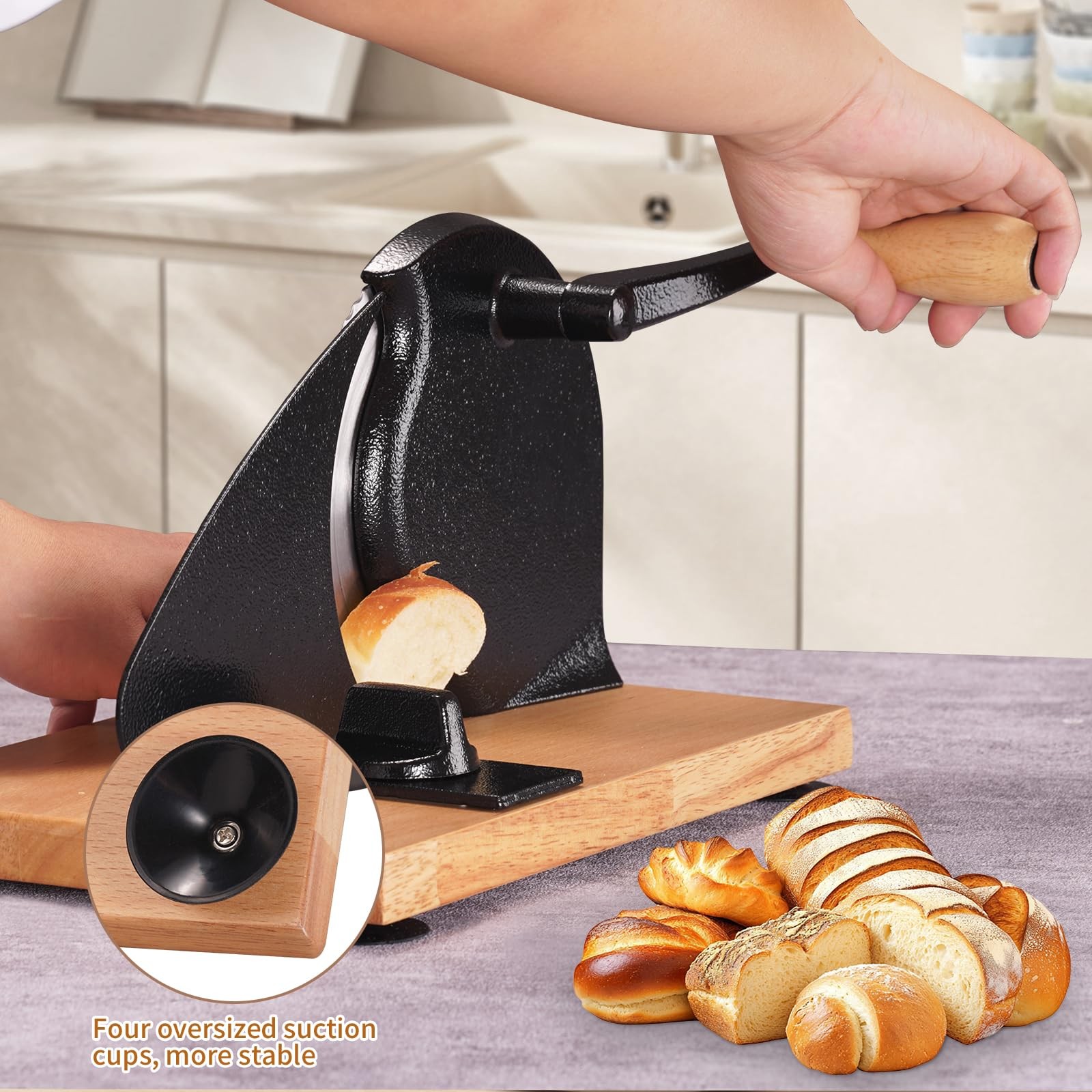 Manual Bread Slicer for Homemade Sourdough Bread – Adjustable Thickness & Eve…
