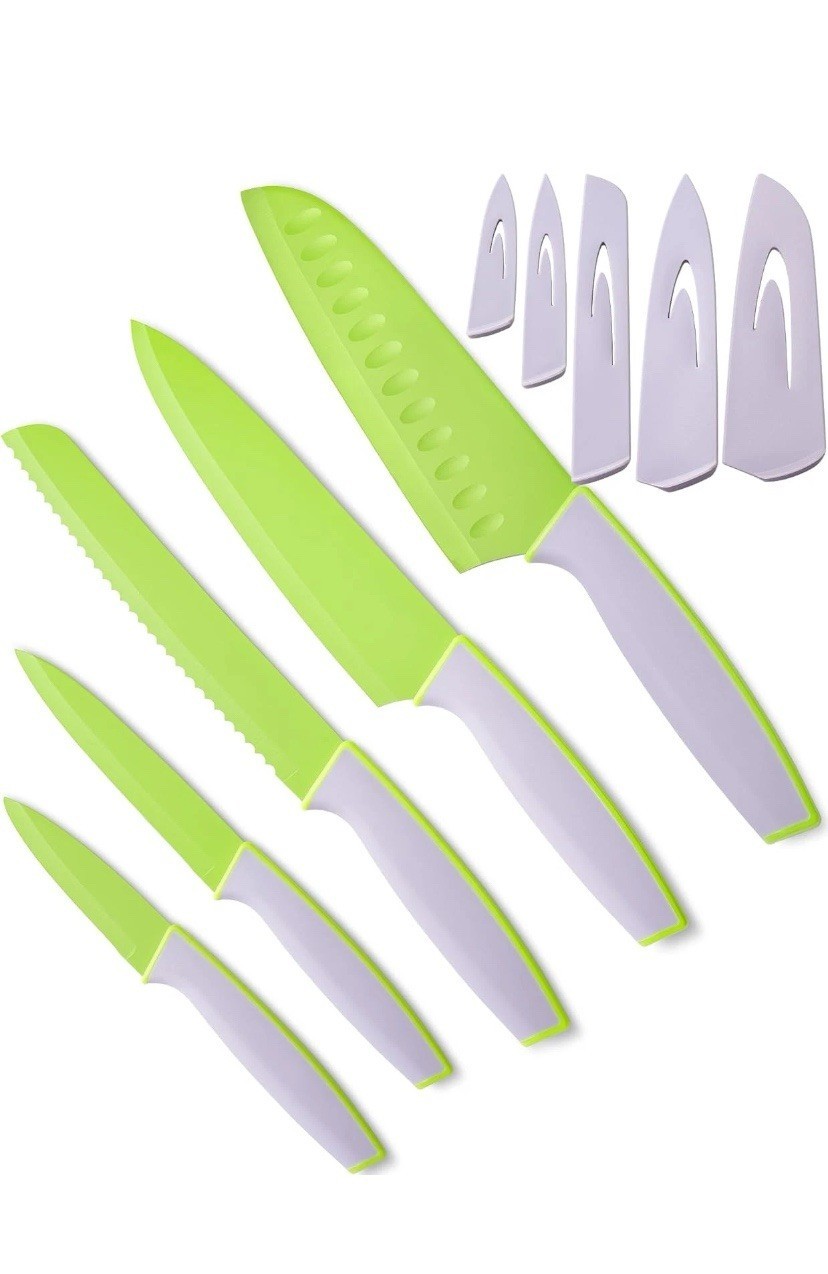 Kitchen Chef Knife Set with Blade Guards for Meat Cutting Home Cooking – 5 Piece