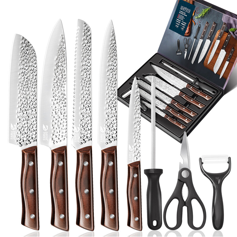 8PCS Kitchen Knife Set Japanese Damascus Chef Knives Cleaver Set w/ Gift Box USA