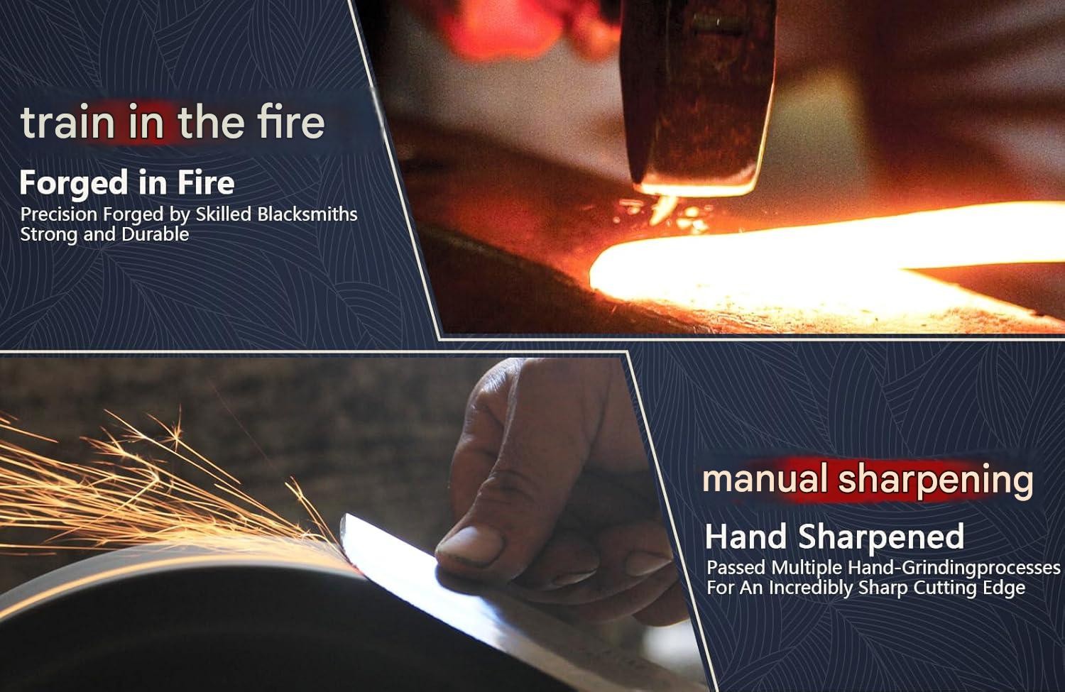 Serbian Chef Knife Set Hand Forged Butcher Knife Set with Bag Brisket & Trimming