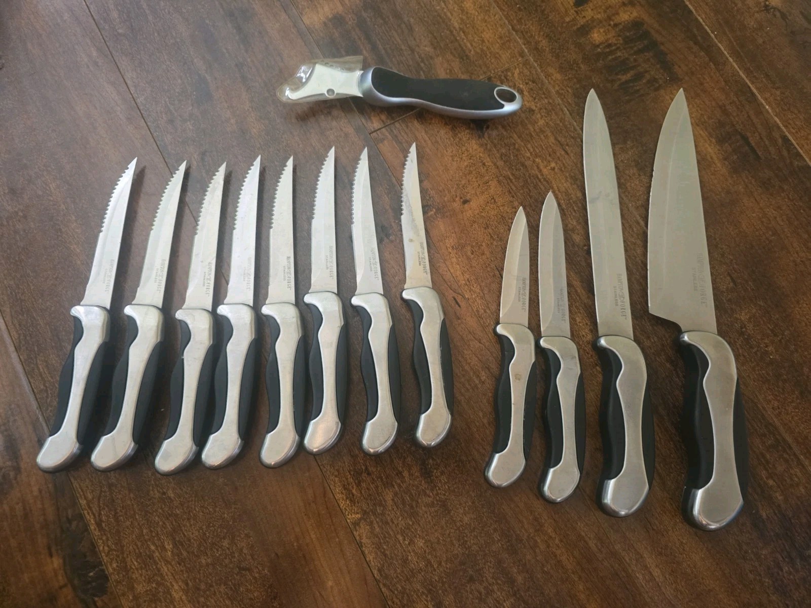 Hampton Forge 13 Pc Stainless Steel Kitchen Knife Set Black Silver Handles Chef