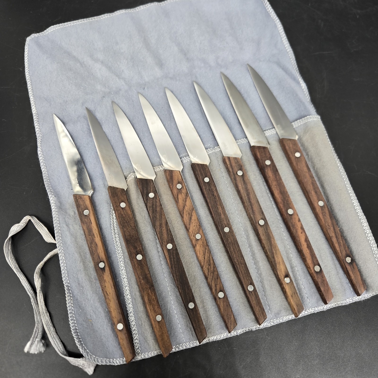 MCM AS Knife Set Stainless Steel Teak Wood Handle 8pc Japan