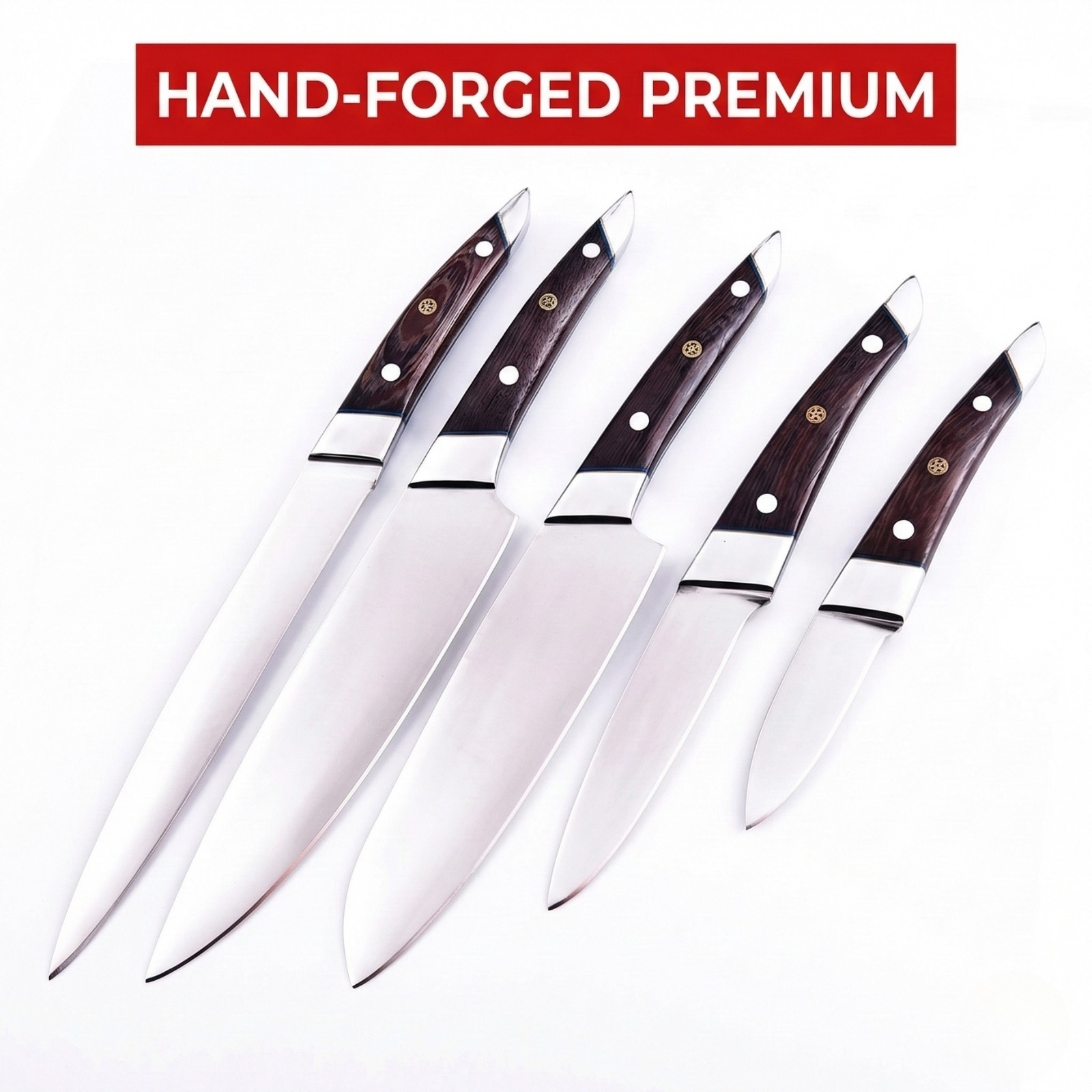 SK Customs Hearthstone Legacy 5-Piece Kitchen Knife Set Luxury Gift Leather Roll