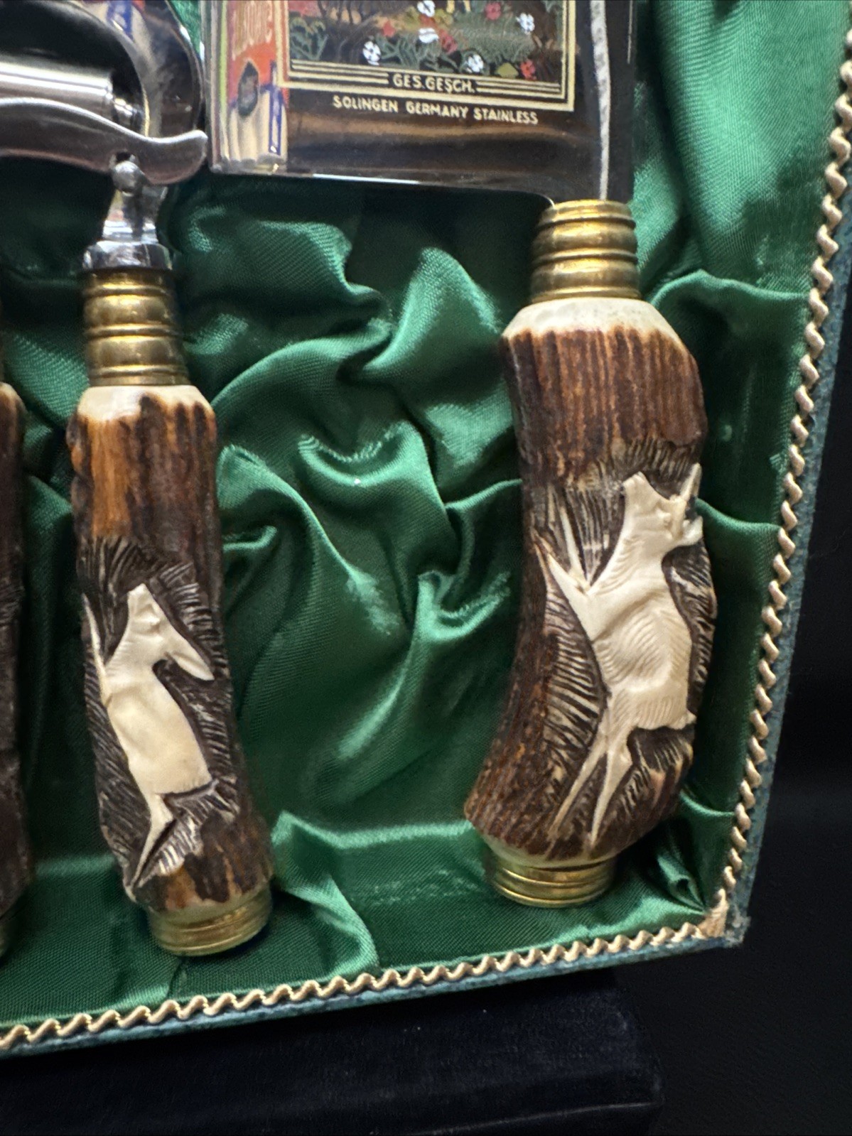 1950’s Walter Williams Solingen Germany Antler Knife Carving Set 5 Piece