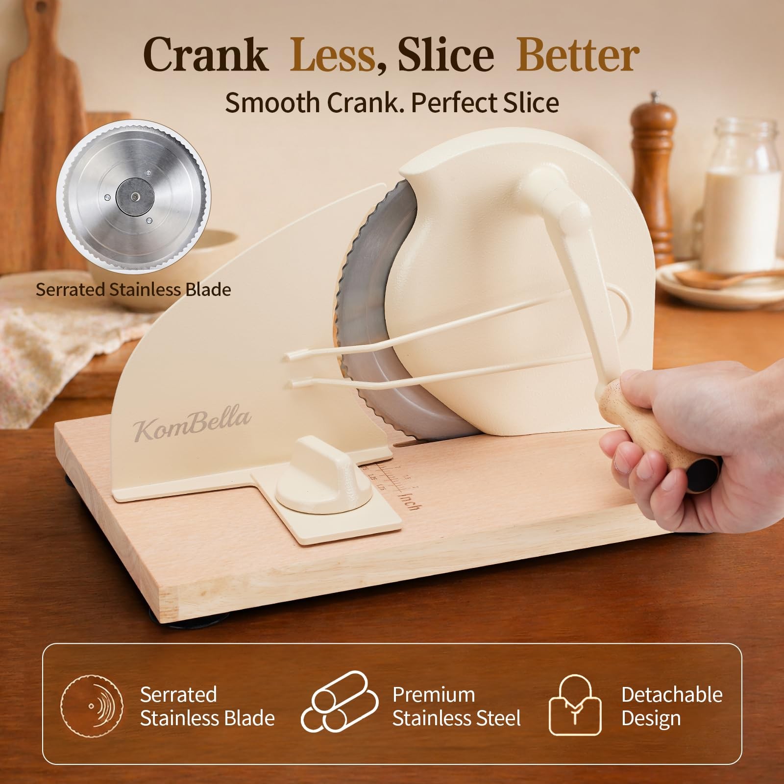 Sourdough Bread Slicer for Homemade Bread, Manual Hand Crank Bread Cutter wit…