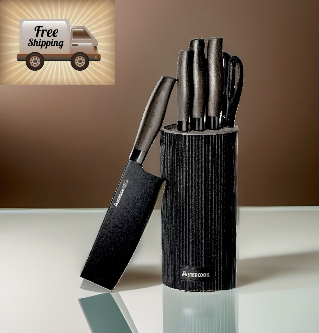 Stainless Steel Chef Knives Anti-Slip Handle Dishwasher Safe 6 Pcs Space Saver