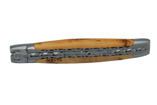 Laguiole En Aubrac Luxury Folding Pocket Knife With Juniper Wood Handle, 4.75-In