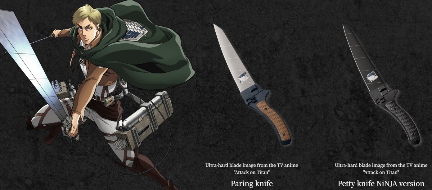 Garrack Attack on Titan x Seki City Ninja Damascus Chef Knife Collection