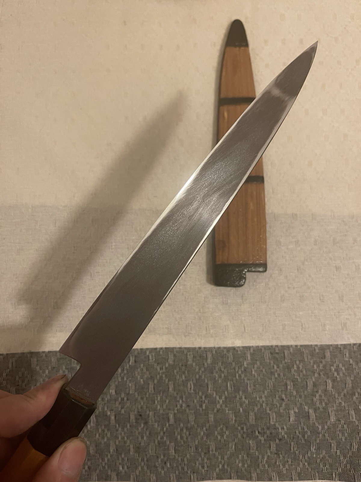 Japanese Yanagiba Knife 220mm Kurozome 黒染め +Saya kitchen knife