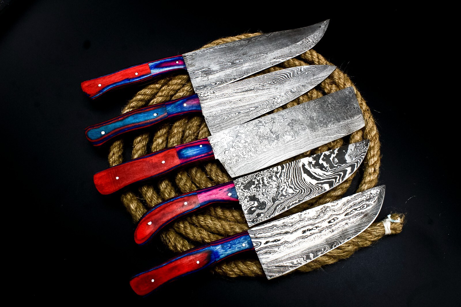 CUSTOM HANDMADE FORGED DAMASCUS STEEL CHEF KNIFE KITCHEN CHEF KNIVES SET
