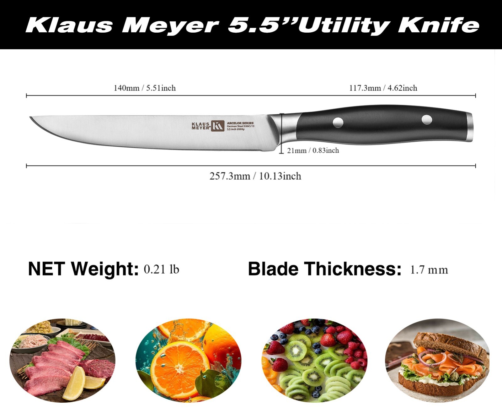 Klaus Meyer Arcelor Exclusive High-Quality German Steel 5.5 inch Utility Knife