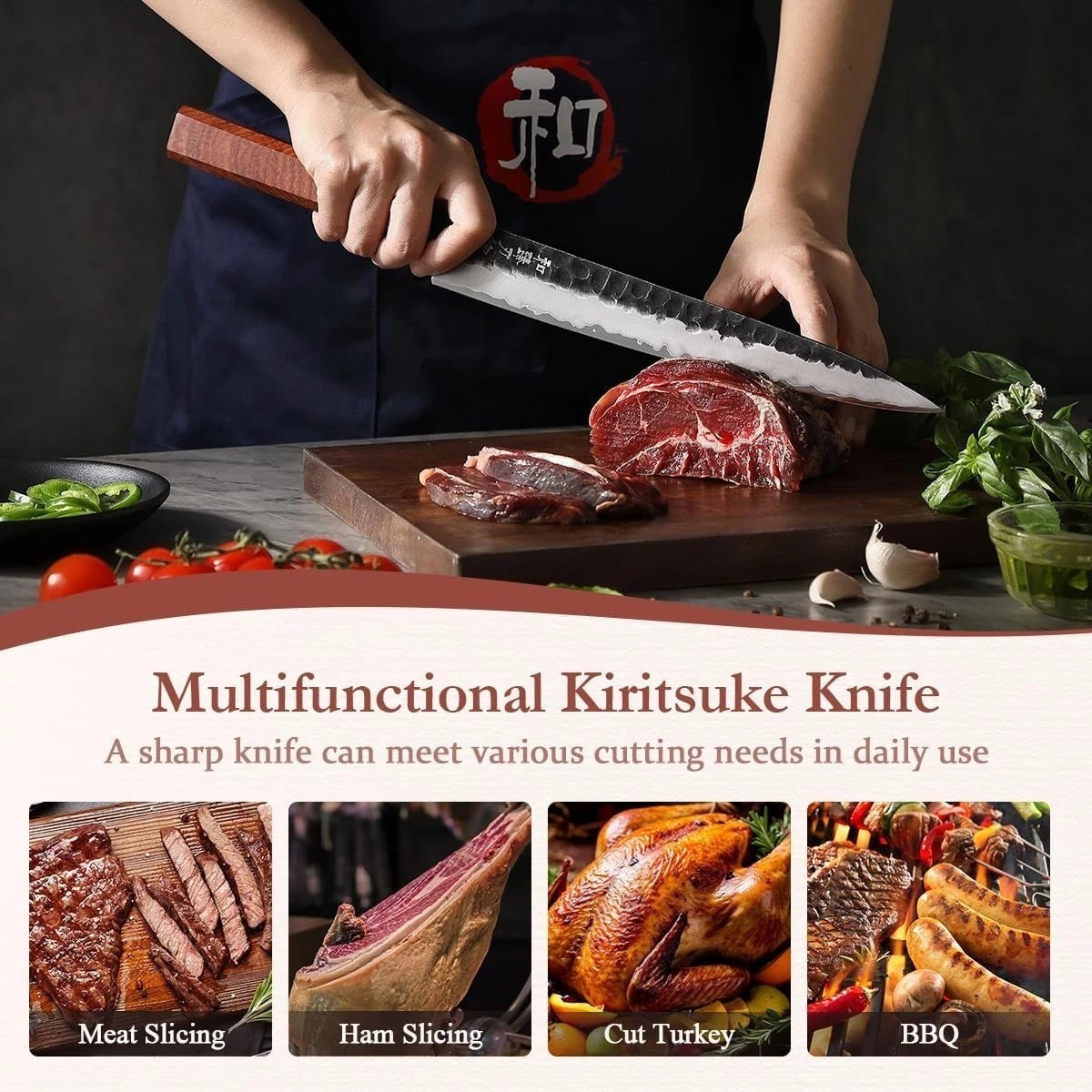 Carving Knife, 10 Inches, Meat Cutting and BBQ Knife, 3 Layers High Carbon Cl…