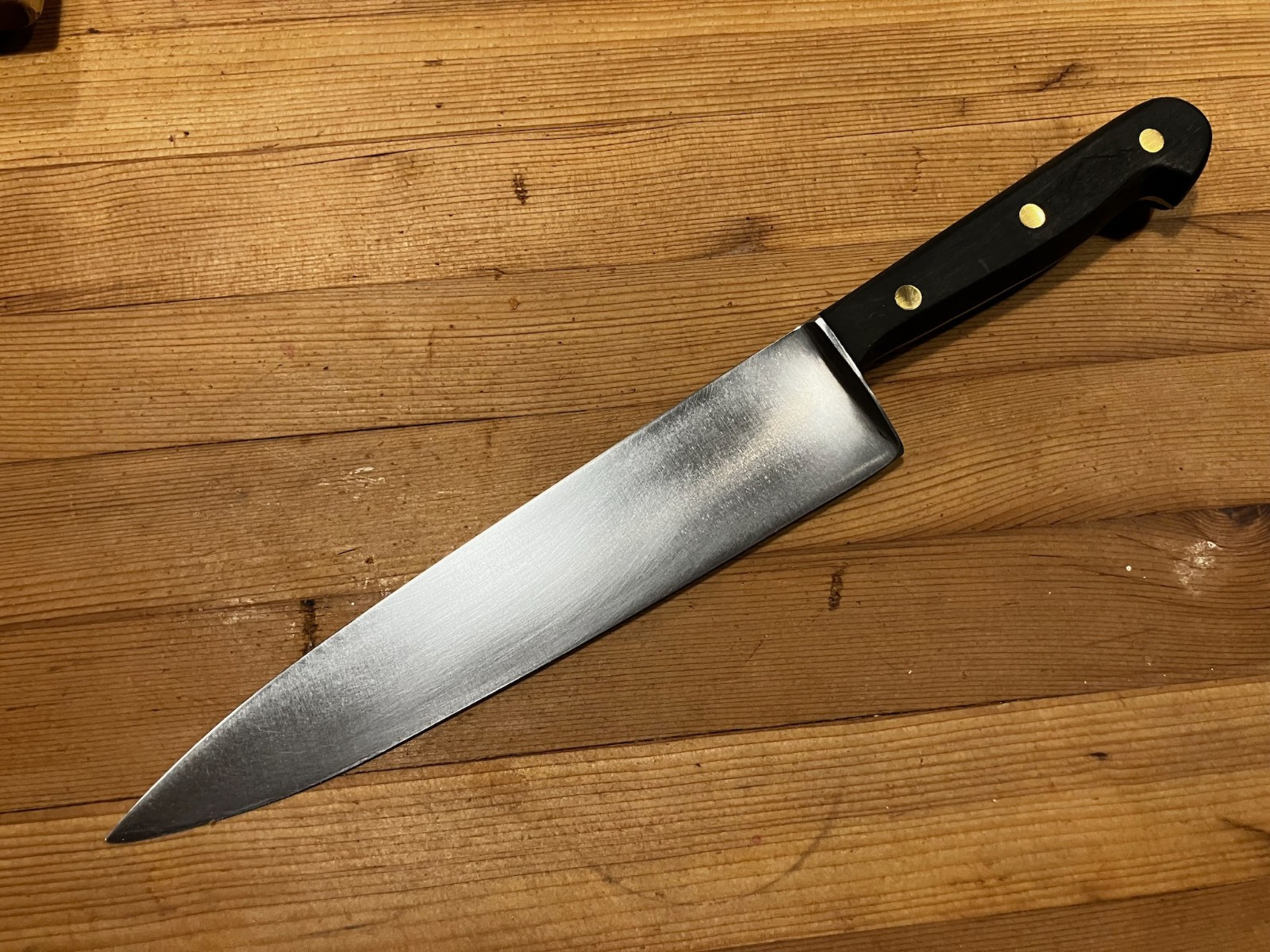 Vintage rare hand-forgedF. Dick 8″ chef knife w/ stunning ebony handle, VGUC