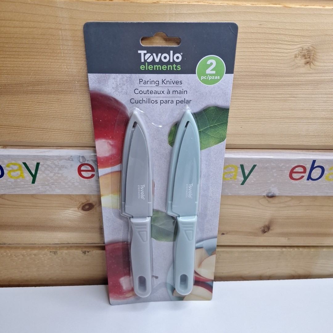 ! Tovolo Elements Set of 2 Paring Knives 3.5” Long Gray Dishwasher Safe BPA Free