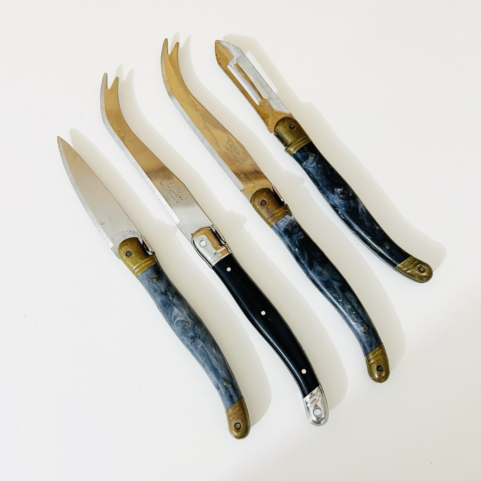 Laguiole De Table Jean Dubost Utensils French Stainless Black Blue Handle