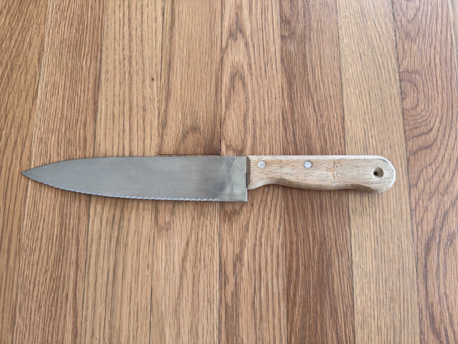 Vintage JA Henckels Serrated Kitchen Utility Knife Wood Handle 6″ Twin Logo