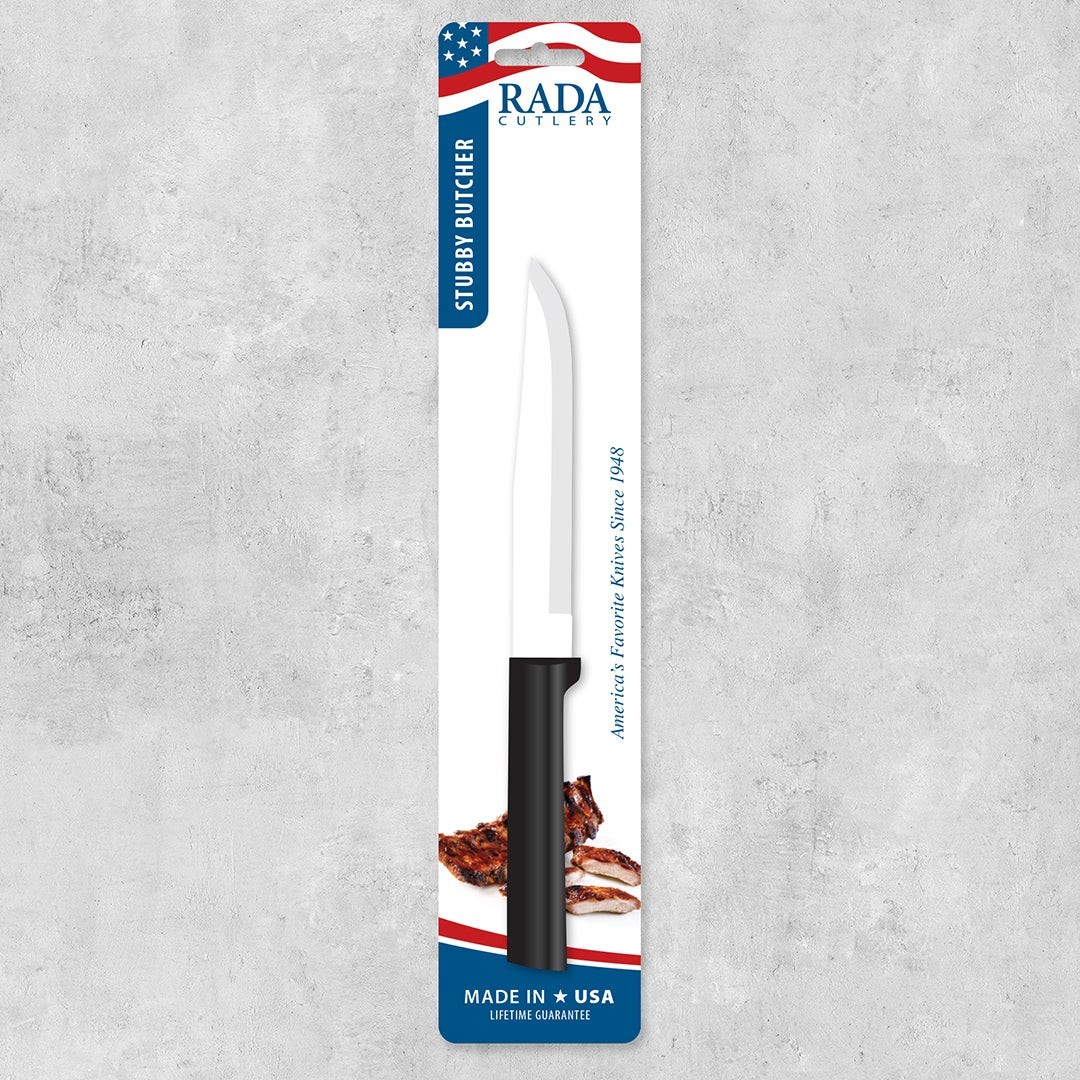 Rada DW206 Stubby Butcher Knife, kitchen USA made L/R, dishwasher safe cutlery