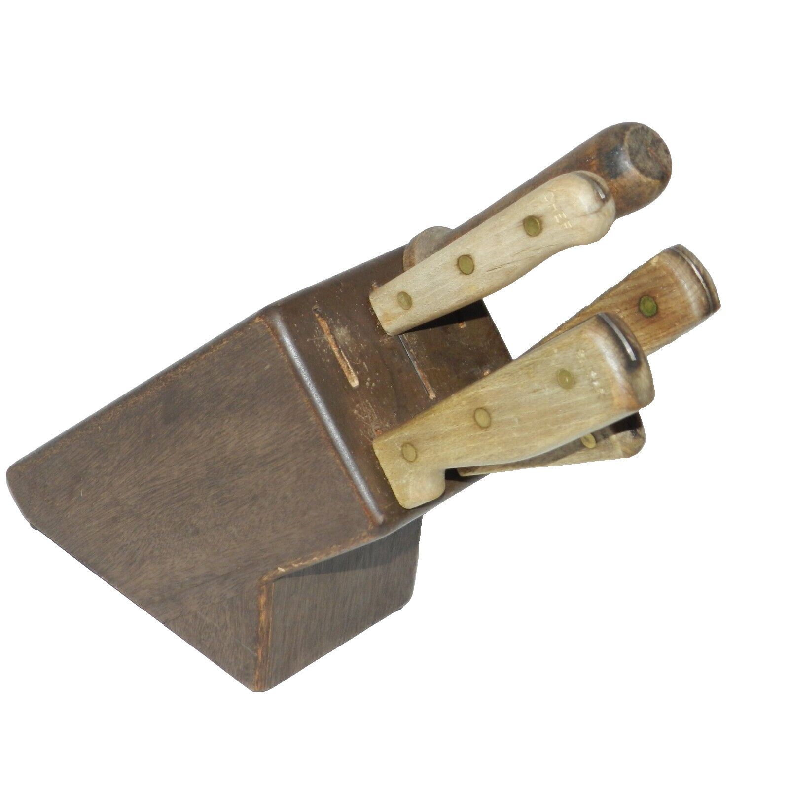 Vintage Washington Forge Yorktowne Wooden Knife Set of 5 Pieces w/ Block