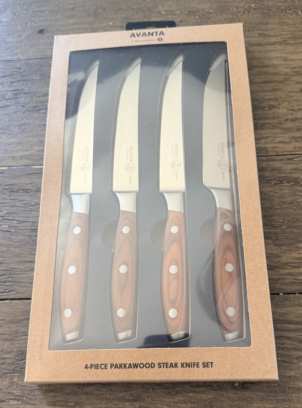 Avanta 4 Piece Pakkawood Steak Knife Set by Messermeister German Stainless Steel