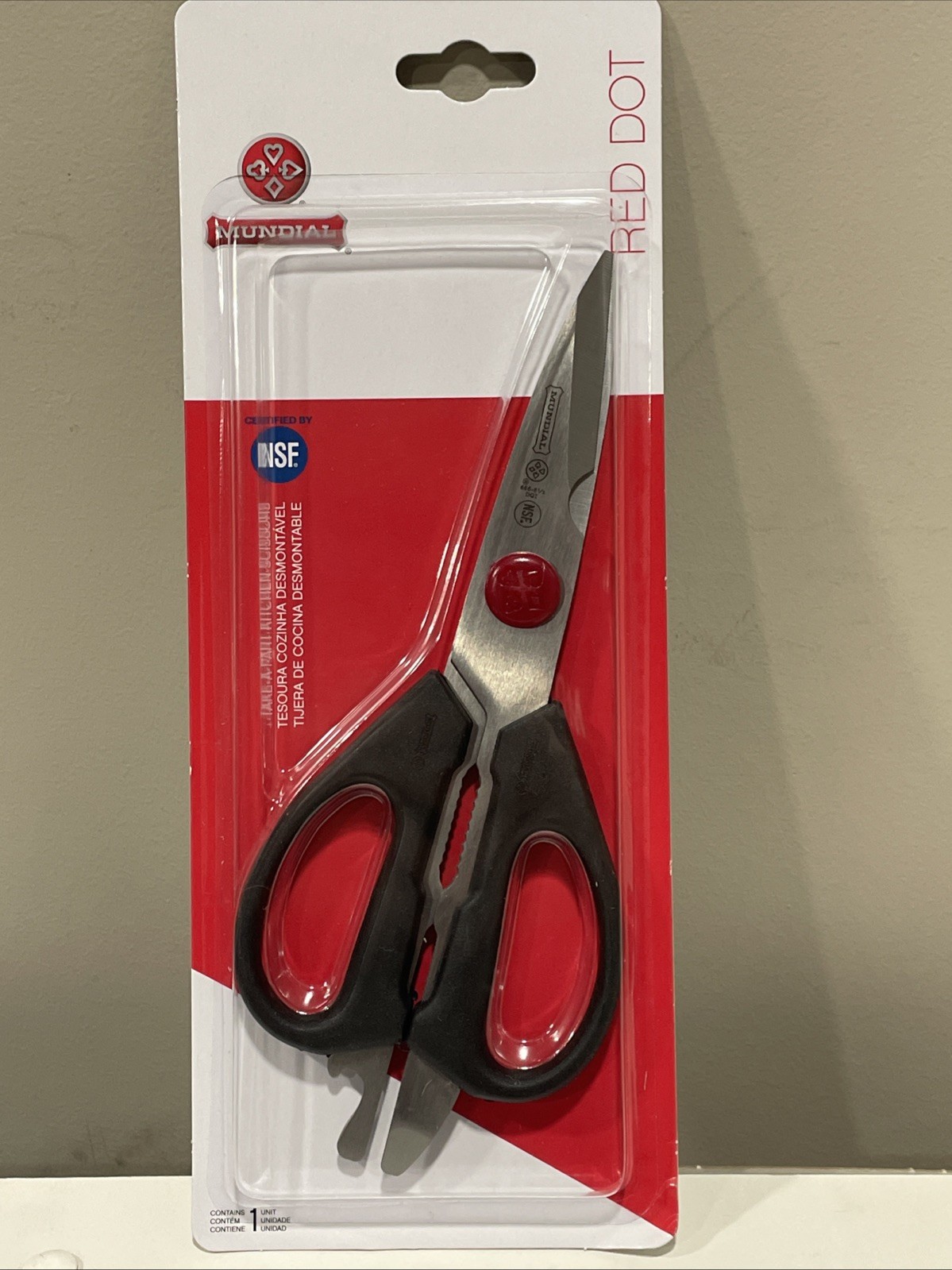 Mundial Kitchen Shears With Bottle Opener Prybar Stainless Blades Thermoplastic