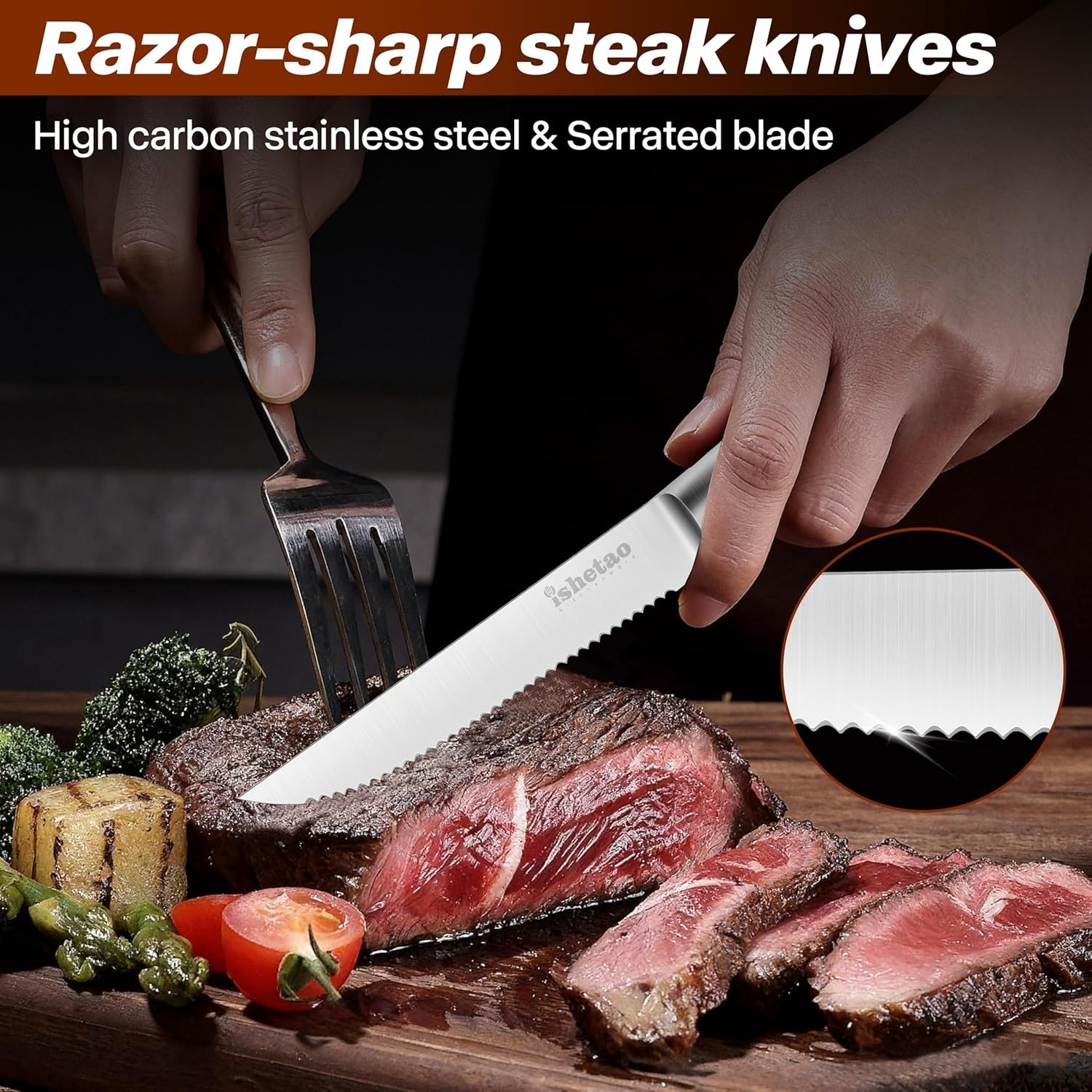 Ultimate 6-Piece Steak Knife Set – 4.5” Serrated Blades, Rust-Resistant & Sharp